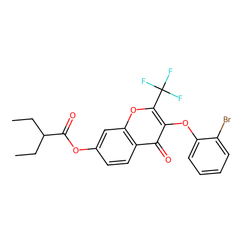 3-(2-bromophenoxy)-4-oxo-2-(trifluoromethyl)-4H-chromen-7-yl 2-ethylbutanoate structure