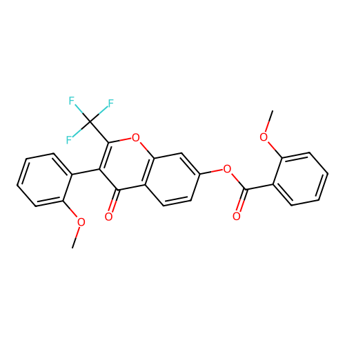 3-(2-methoxyphenyl)-4-oxo-2-(trifluoromethyl)-4H-chromen-7-yl 2-methoxybenzoate structure