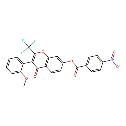 3-(2-methoxyphenyl)-4-oxo-2-(trifluoromethyl)-4H-chromen-7-yl 4-nitrobenzoate structure
