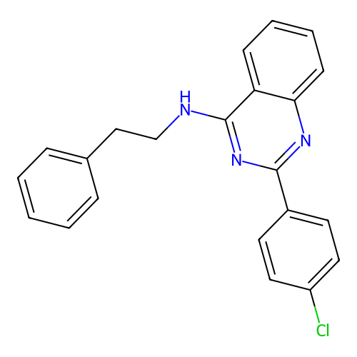2-(4-chlorophenyl)-N-(2-phenylethyl)quinazolin-4-amine structure