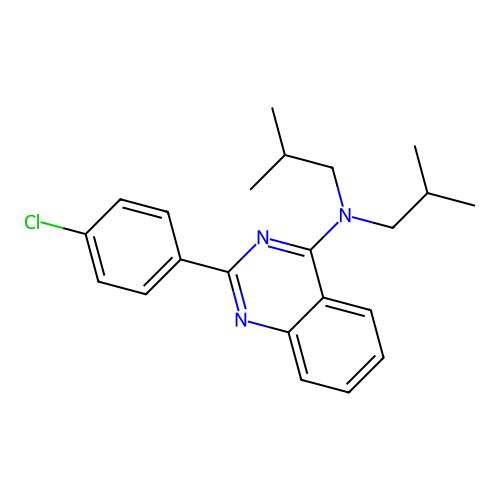 2-(4-chlorophenyl)-N,N-bis(2-methylpropyl)quinazolin-4-amine structure
