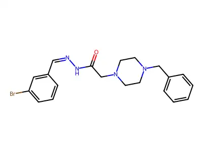 2-(4-benzyl-1-piperazinyl)-N'-[(E)-(3-bromophenyl)methylidene]acetohydrazide structure