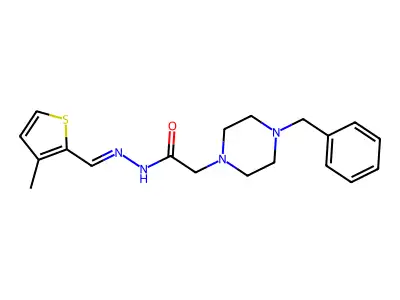 2-(4-benzylpiperazin-1-yl)-N-[(E)-(3-methylthiophen-2-yl)methylideneamino]acetamide structure