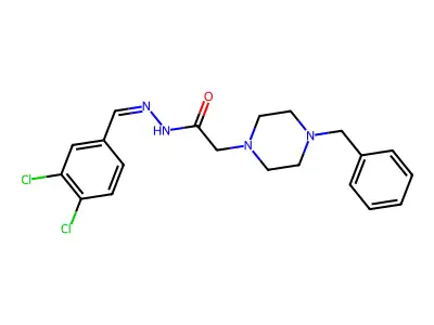 2-(4-benzyl-1-piperazinyl)-N'-[(E)-(3,4-dichlorophenyl)methylidene]acetohydrazide structure