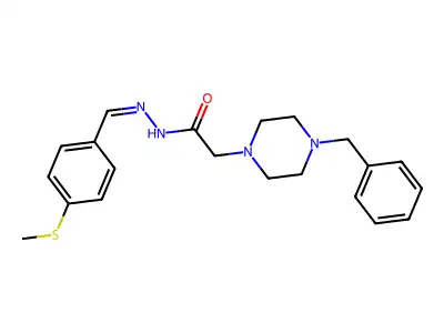 2-(4-Benzyl-1-piperazinyl)-N'-(4-(methylthio)benzylidene)acetohydrazide structure
