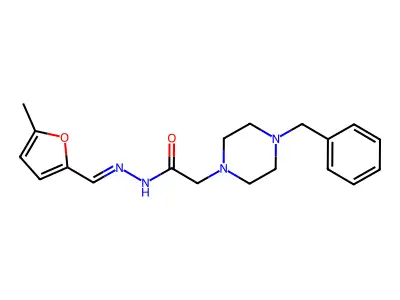 2-(4-benzylpiperazin-1-yl)-N-[(E)-(5-methylfuran-2-yl)methylideneamino]acetamide structure