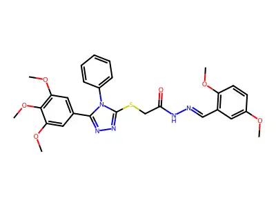 N'-[(E)-(2,5-dimethoxyphenyl)methylidene]-2-{[4-phenyl-5-(3,4,5-trimethoxyphenyl)-4H-1,2,4-triazol-3-yl]sulfanyl}acetohydrazide structure