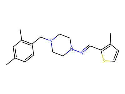 N-{4-[(2,4-dimethylphenyl)methyl]piperazin-1-yl}-1-(3-methylthiophen-2-yl)methanimine structure