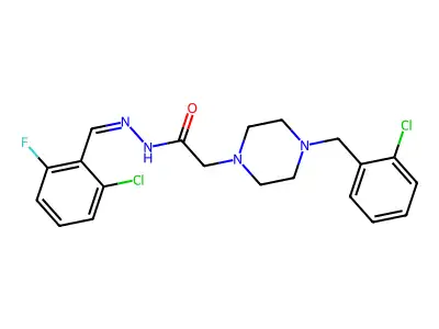 2-[4-(2-chlorobenzyl)piperazin-1-yl]-N'-[(E)-(2-chloro-6-fluorophenyl)methylidene]acetohydrazide structure