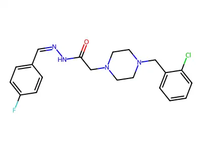2-[4-(2-chlorobenzyl)-1-piperazinyl]-N'-[(E)-(4-fluorophenyl)methylidene]acetohydrazide structure
