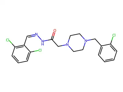 2-[4-(2-chlorobenzyl)piperazin-1-yl]-N'-[(E)-(2,6-dichlorophenyl)methylidene]acetohydrazide structure