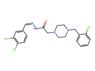 2-[4-(2-chlorobenzyl)piperazin-1-yl]-N'-[(E)-(3,4-dichlorophenyl)methylidene]acetohydrazide structure