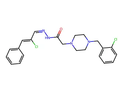 2-[4-(2-chlorobenzyl)piperazin-1-yl]-N'-[(1E,2Z)-2-chloro-3-phenylprop-2-en-1-ylidene]acetohydrazide structure