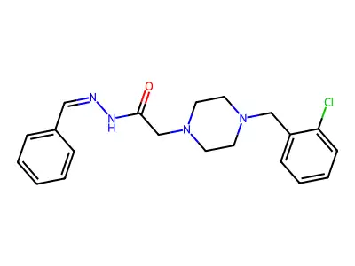 N-(benzylideneamino)-2-[4-[(2-chlorophenyl)methyl]piperazin-1-yl]acetamide structure