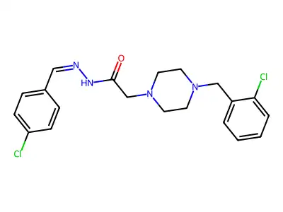 2-[4-(2-chlorobenzyl)-1-piperazinyl]-N'-[(E)-(4-chlorophenyl)methylidene]acetohydrazide structure