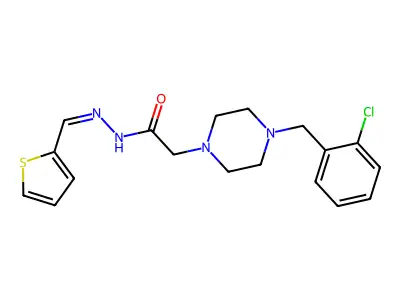 2-[4-(2-chlorobenzyl)piperazin-1-yl]-N'-[(E)-thiophen-2-ylmethylidene]acetohydrazide structure
