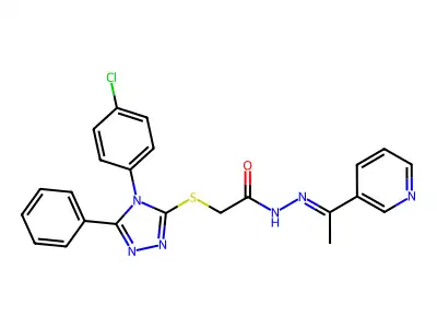 (Z)-2-((4-(4-chlorophenyl)-5-phenyl-4H-1,2,4-triazol-3-yl)thio)-N'-(1-(pyridin-3-yl)ethylidene)acetohydrazide structure