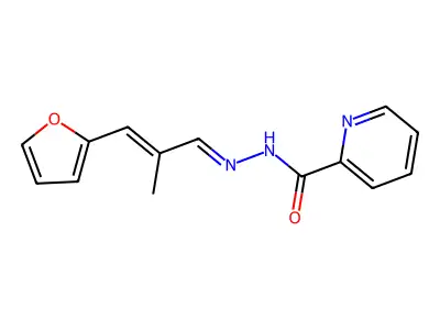 N-[[(E)-3-(furan-2-yl)-2-methylprop-2-enylidene]amino]pyridine-2-carboxamide structure