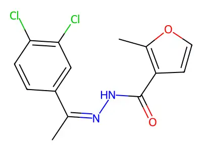 (E)-N'-(1-(3,4-dichlorophenyl)ethylidene)-2-methylfuran-3-carbohydrazide structure