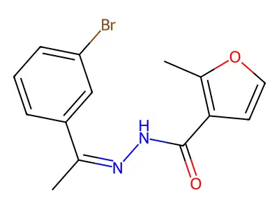 N'-[(1E)-1-(3-bromophenyl)ethylidene]-2-methylfuran-3-carbohydrazide structure