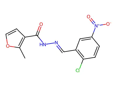 N-[(2-chloro-5-nitrophenyl)methylideneamino]-2-methylfuran-3-carboxamide structure