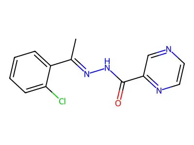 (Z)-N'-(1-(2-chlorophenyl)ethylidene)pyrazine-2-carbohydrazide structure