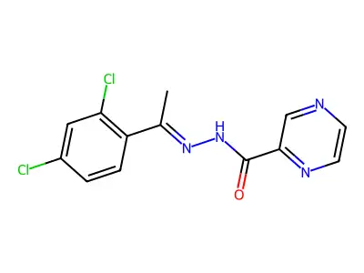 N'-[(1Z)-1-(2,4-dichlorophenyl)ethylidene]pyrazine-2-carbohydrazide structure