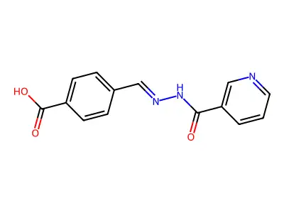 4-{(E)-[2-(pyridin-3-ylcarbonyl)hydrazinylidene]methyl}benzoic acid structure
