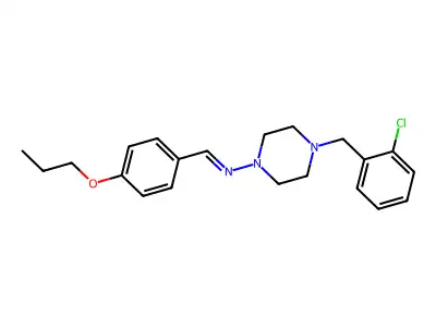 4-(2-chlorobenzyl)-N-[(E)-(4-propoxyphenyl)methylidene]piperazin-1-amine structure