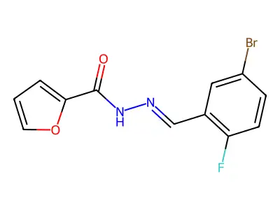 N-[(E)-(5-bromo-2-fluorophenyl)methylideneamino]furan-2-carboxamide structure