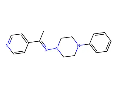 4-phenyl-N-[(1E)-1-(pyridin-4-yl)ethylidene]piperazin-1-amine structure