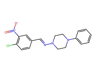 N-(4-chloro-3-nitrobenzylidene)-4-phenyl-1-piperazinamine structure