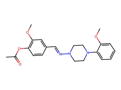 2-methoxy-4-[(E)-{[4-(2-methoxyphenyl)piperazin-1-yl]imino}methyl]phenyl acetate structure