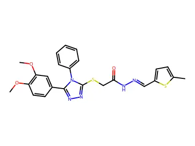 (Z)-2-((5-(3,4-dimethoxyphenyl)-4-phenyl-4H-1,2,4-triazol-3-yl)thio)-N'-((5-methylthiophen-2-yl)methylene)acetohydrazide structure