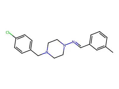 (E)-4-(4-chlorobenzyl)-N-(3-methylbenzylidene)piperazin-1-amine structure