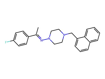 (Z)-N-(1-(4-fluorophenyl)ethylidene)-4-(naphthalen-1-ylmethyl)piperazin-1-amine structure
