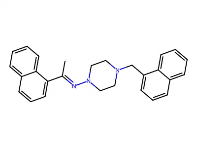 N-(1-(Naphthalen-1-yl)ethylidene)-4-(naphthalen-1-ylmethyl)piperazin-1-amine structure