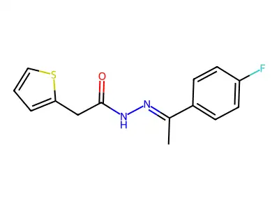 (Z)-N'-(1-(4-fluorophenyl)ethylidene)-2-(thiophen-2-yl)acetohydrazide structure