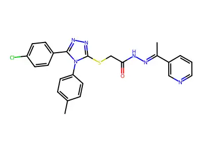 2-[[5-(4-chlorophenyl)-4-(4-methylphenyl)-1,2,4-triazol-3-yl]sulfanyl]-N-[(Z)-1-pyridin-3-ylethylideneamino]acetamide structure