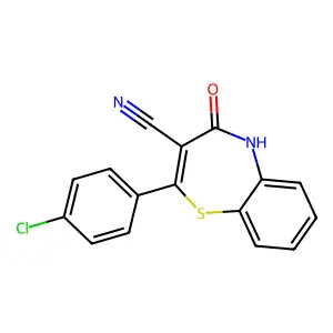 2-(4-chlorophenyl)-4-oxo-5H-benzo[b]1,4-thiazepine-3-carbonitrile structure