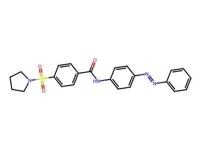 N-(4-(phenyldiazenyl)phenyl)-4-(pyrrolidin-1-ylsulfonyl)benzamide structure