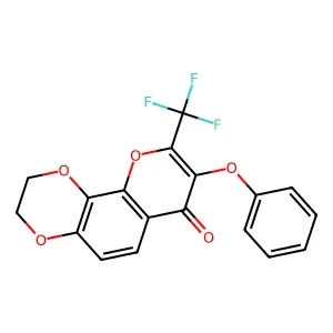 8-phenoxy-9-(trifluoromethyl)-2,3-dihydro-7H-[1,4]dioxino[2,3-h]chromen-7-one structure