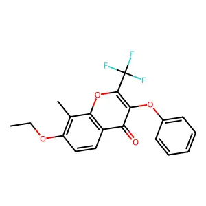 7-ethoxy-8-methyl-3-phenoxy-2-(trifluoromethyl)-4H-chromen-4-one structure