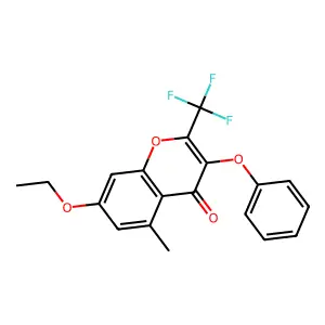 7-ethoxy-5-methyl-3-phenoxy-2-(trifluoromethyl)-4H-chromen-4-one structure