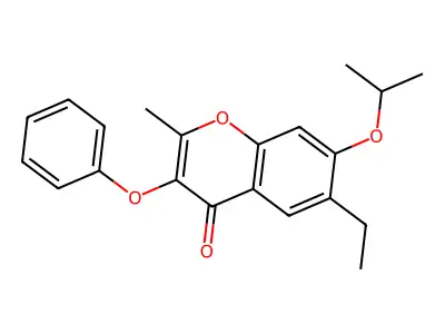 6-ethyl-2-methyl-3-phenoxy-7-(propan-2-yloxy)-4H-chromen-4-one structure
