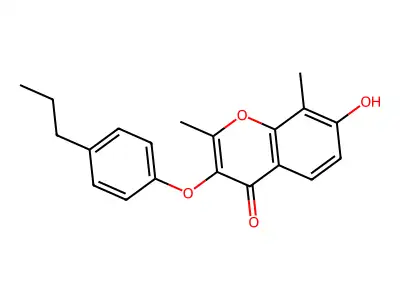 7-hydroxy-2,8-dimethyl-3-(4-propylphenoxy)-4H-chromen-4-one structure