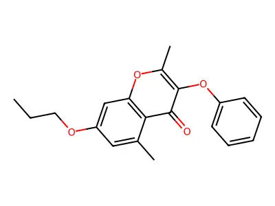 2,5-dimethyl-3-phenoxy-7-propoxy-4H-chromen-4-one structure