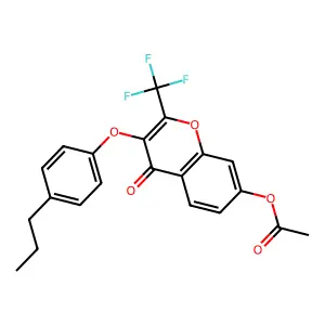 4-oxo-3-(4-propylphenoxy)-2-(trifluoromethyl)-4H-chromen-7-yl acetate structure