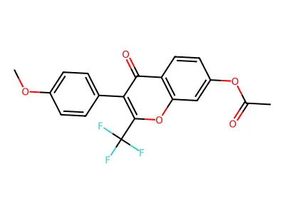 3-(4-methoxyphenyl)-4-oxo-2-(trifluoromethyl)-4H-chromen-7-yl acetate structure