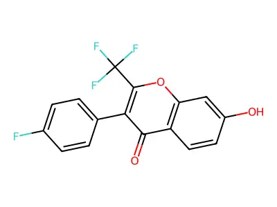 3-(4-fluorophenyl)-7-hydroxy-2-(trifluoromethyl)-4H-chromen-4-one structure
